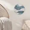 Lijnen - Golven - Abstract - Blauw Akoestische PET Vilt - Rond klein -sfeer4