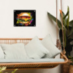 Hamburger - Graffiti - Verf - Kleurrijk - Eten - Abstract tuinposter los doek klein -sfeer7