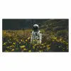 Astronaut - Bloemen - Veld - Geel Muismat XXL klein -3d_leeg