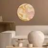 Abstract - Golvend - Oranje Akoestische PET Vilt - Rond klein -sfeer1