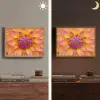 Dahlia - Bloem - Oranje Light Box met batterij (Wandlamp) middel -sfeer3