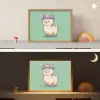 Alpaca - Groen - Bloemendiadeem Light Box met batterij (Wandlamp kind) middel -sfeer3_kind