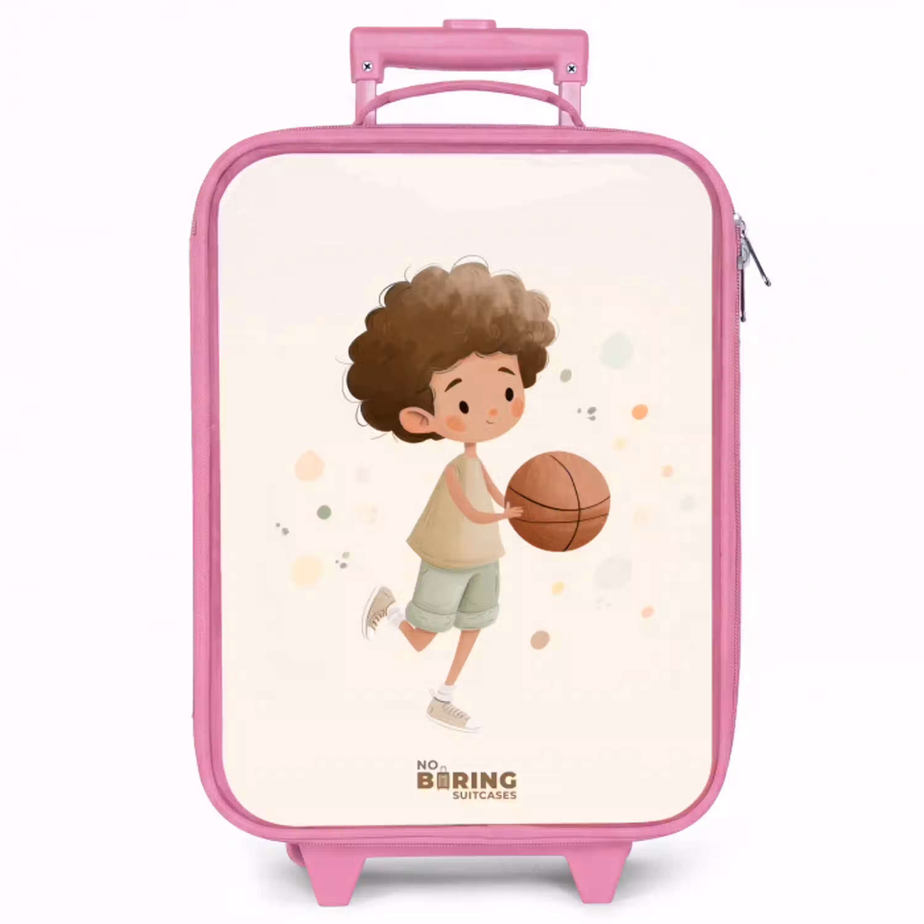 Jongen met een basketbal in beige kleuren Kinderkoffer - Roze klein -zzz_website3d