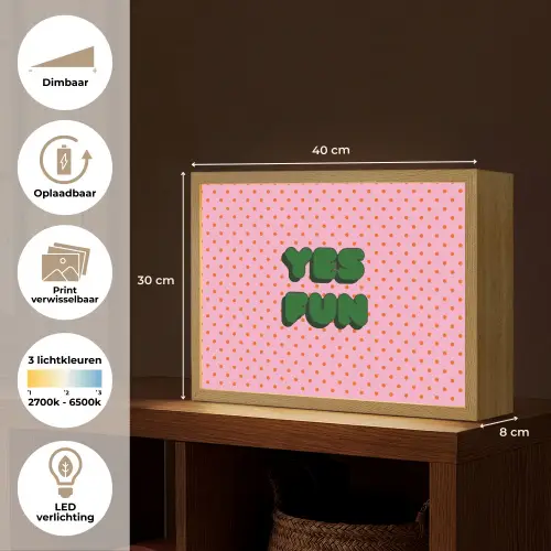 Yes fun - Groen - Roze - Stippen Light Box met batterij (Wandlamp) middel -USP_websiteoverzichtNL