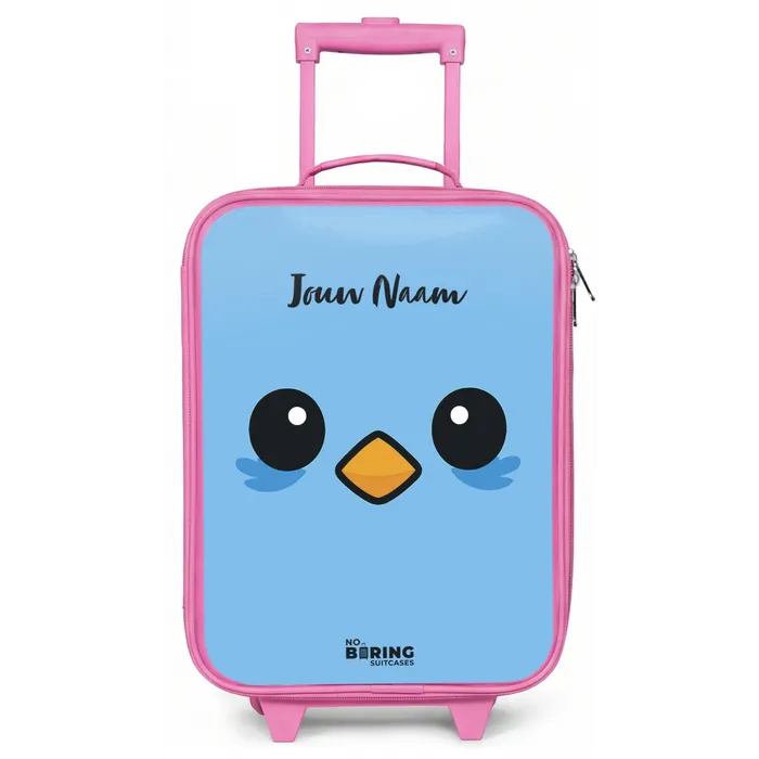 Kawai - Vogel - Blauw Kinderkoffer - Roze klein -zz3dotto