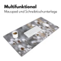 Roodborstje - Gedroogde bloem - Sneeuw - Winter - Vertederend Muismat XXL klein -ysfeer4_duits