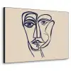 Minimalistisch - Lijnillustratie - Beige - Donkerblauw Textielframe - compleet frame klein -3d