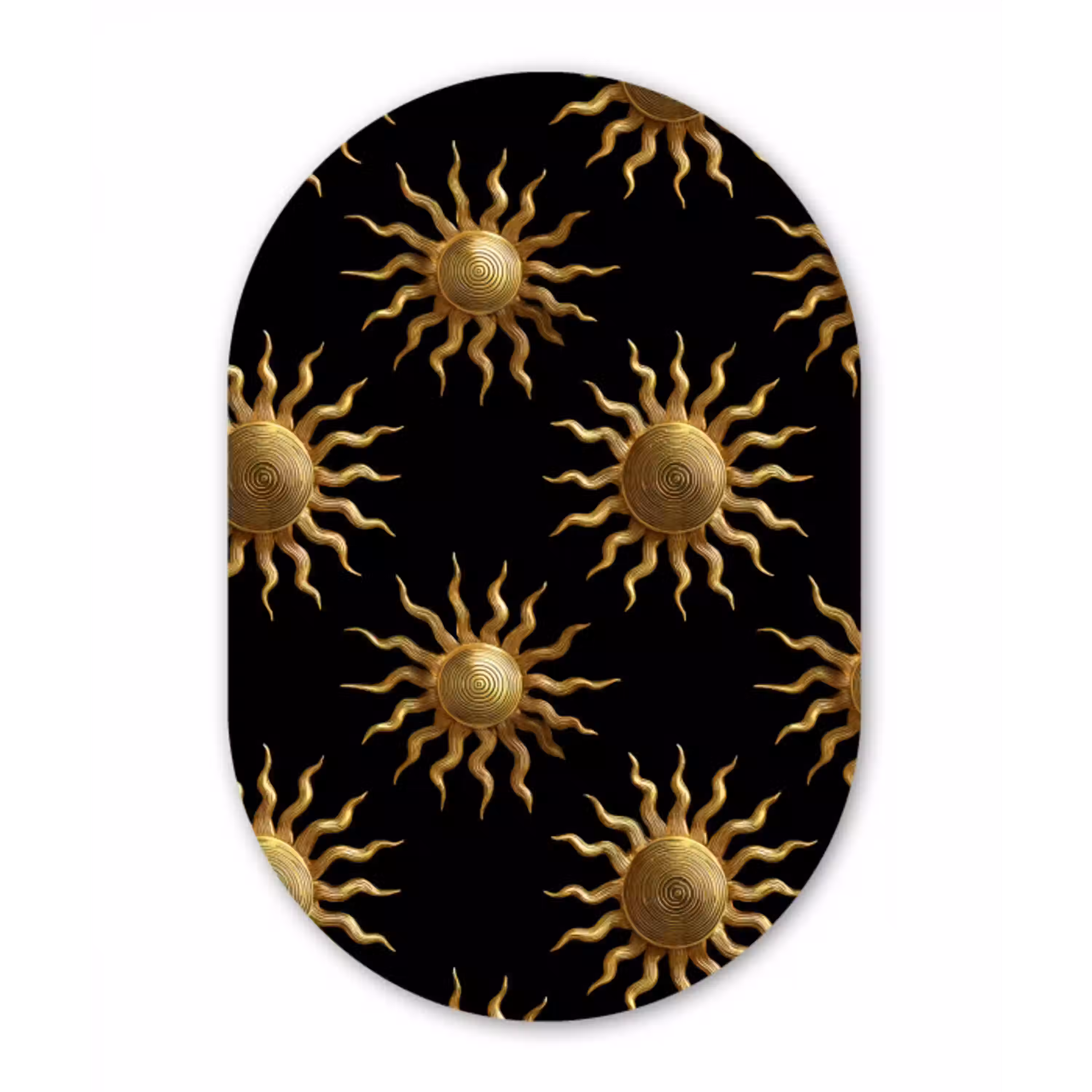 Zon - Patroon - Luxe - Goud - Zwart Wandcirkel Ovaal Forex klein 630 -3d