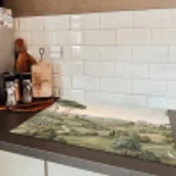 Landschap - Heuvels - Zandpad - Groen Inductie beschermer vinyl 3mm klein -sfeer3