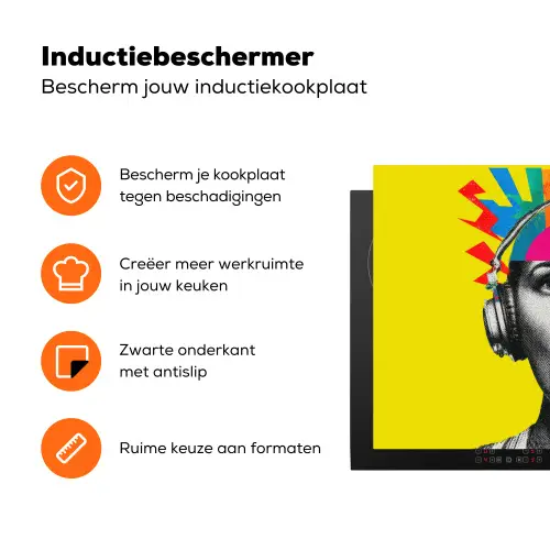 Vrouw - Koptelefoon - Geel Inductie beschermer vinyl 3mm klein -zzzzzzz-td-ups