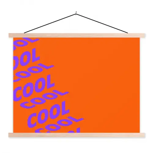 Cool - Paars - Oranje textielposter latten blank klein -3d