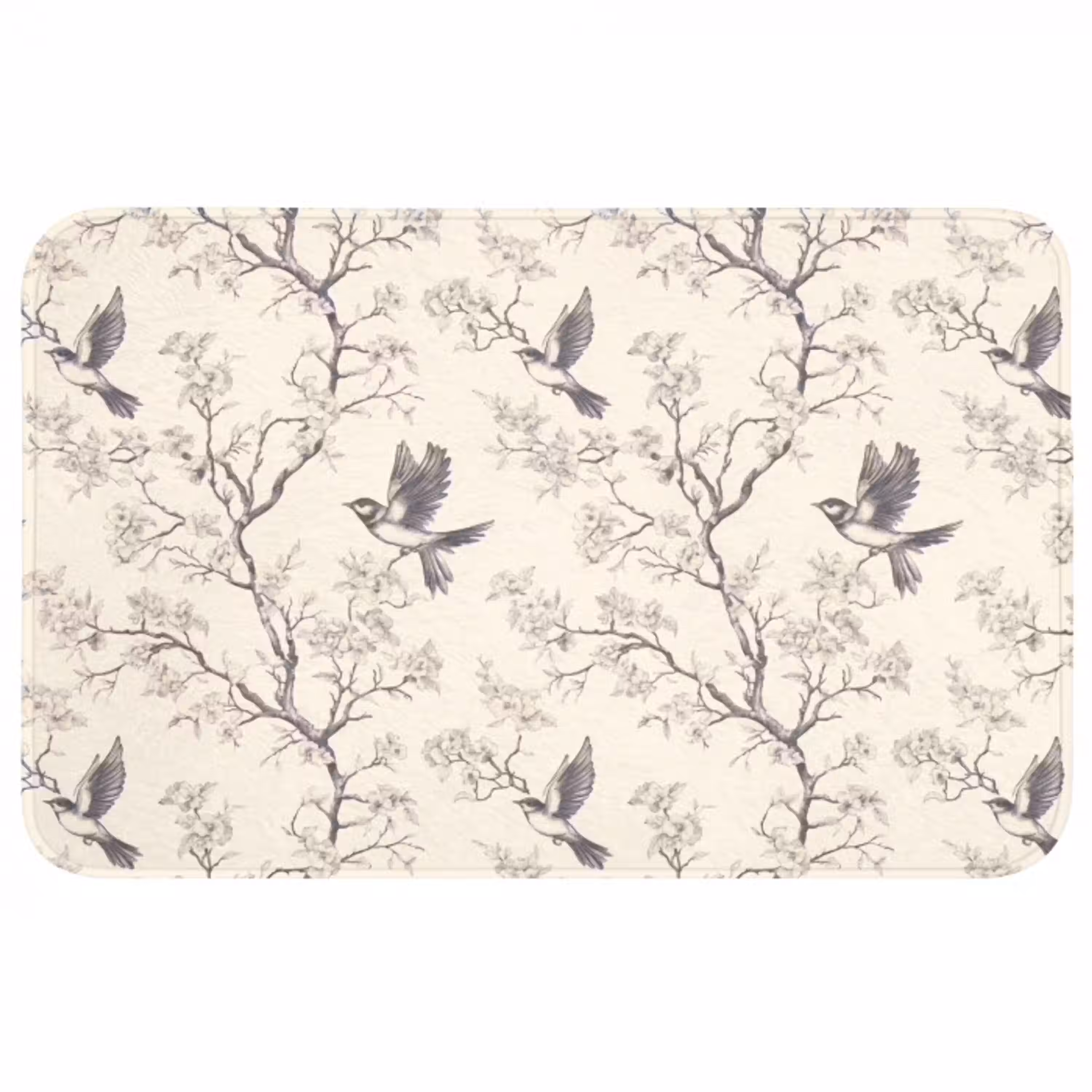 Takken - Vogels - Beige Badmat middel 997 -3d
