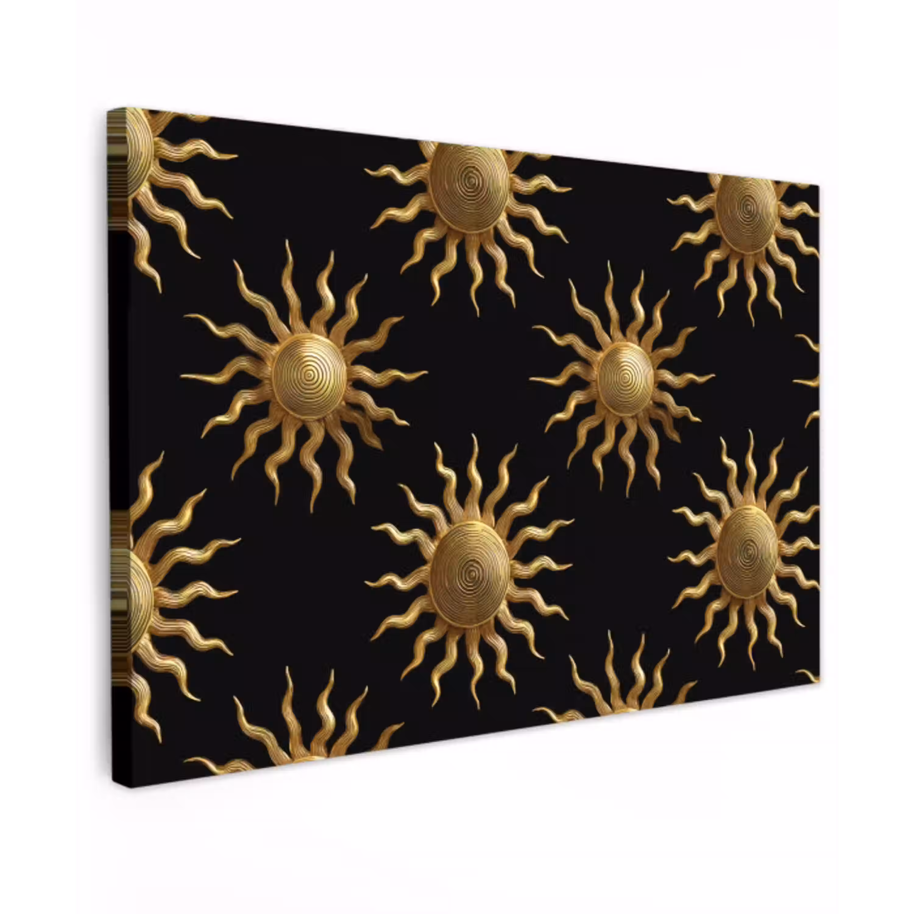 Zon - Patroon - Luxe - Goud - Zwart canvas 2cm klein 34 -z3d