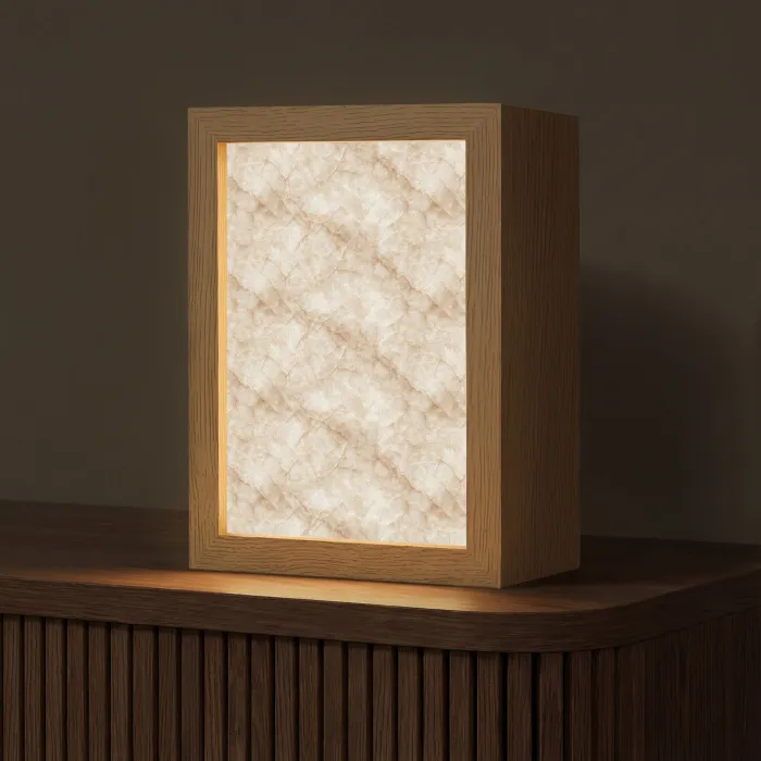 Kristalstructuur - Bruin - Marmer Light Box met kabel (Tafellamp) klein 925 -z3d_website