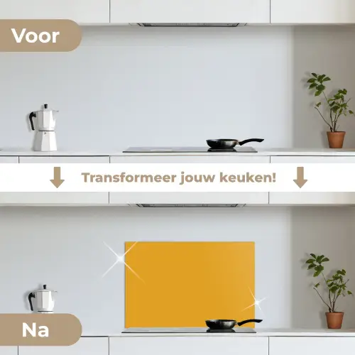Okergeel - Herfst - Interieur keuken achterwand spatscherm klein 900 -voor_na_NL