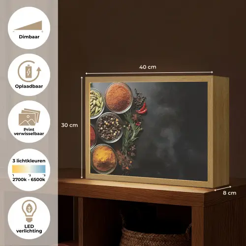 Glazen - Bakjes - Blaadjes - Kruiden Light Box met batterij (Wandlamp) middel -USP_websiteoverzichtNL