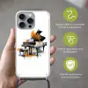 Piano - Oranje - Zwart - schets lijnen Hoesje iPhone 16 Pro Max met koord klein -sfeer2_NL