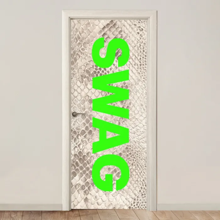 Slangenprint - SWAG - Neon - Groen deurposter klein -3d_beige