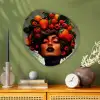 Vrouw - Chocolade - Frambozen - Aardbeien - Koekjes Wandcirkel Organisch Aluminium middel -sfeer2