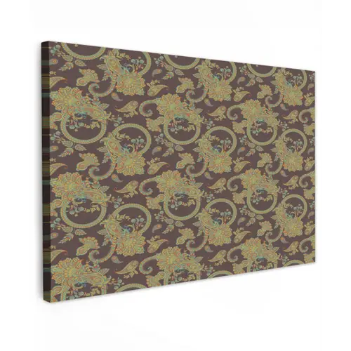 Bruin - Groen - Bloemen Tuinposter op houten frame 2 cm dik klein 845 -3d