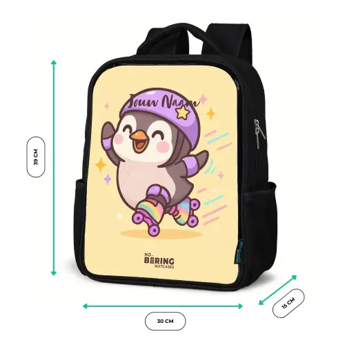 Kawai - Pinguin - Rolschaatsen Rugzak - Zwart middel -productfoto_formaten