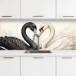 Zwanen - Hartvorm - Dieren keuken achterwand 2 middel -3d