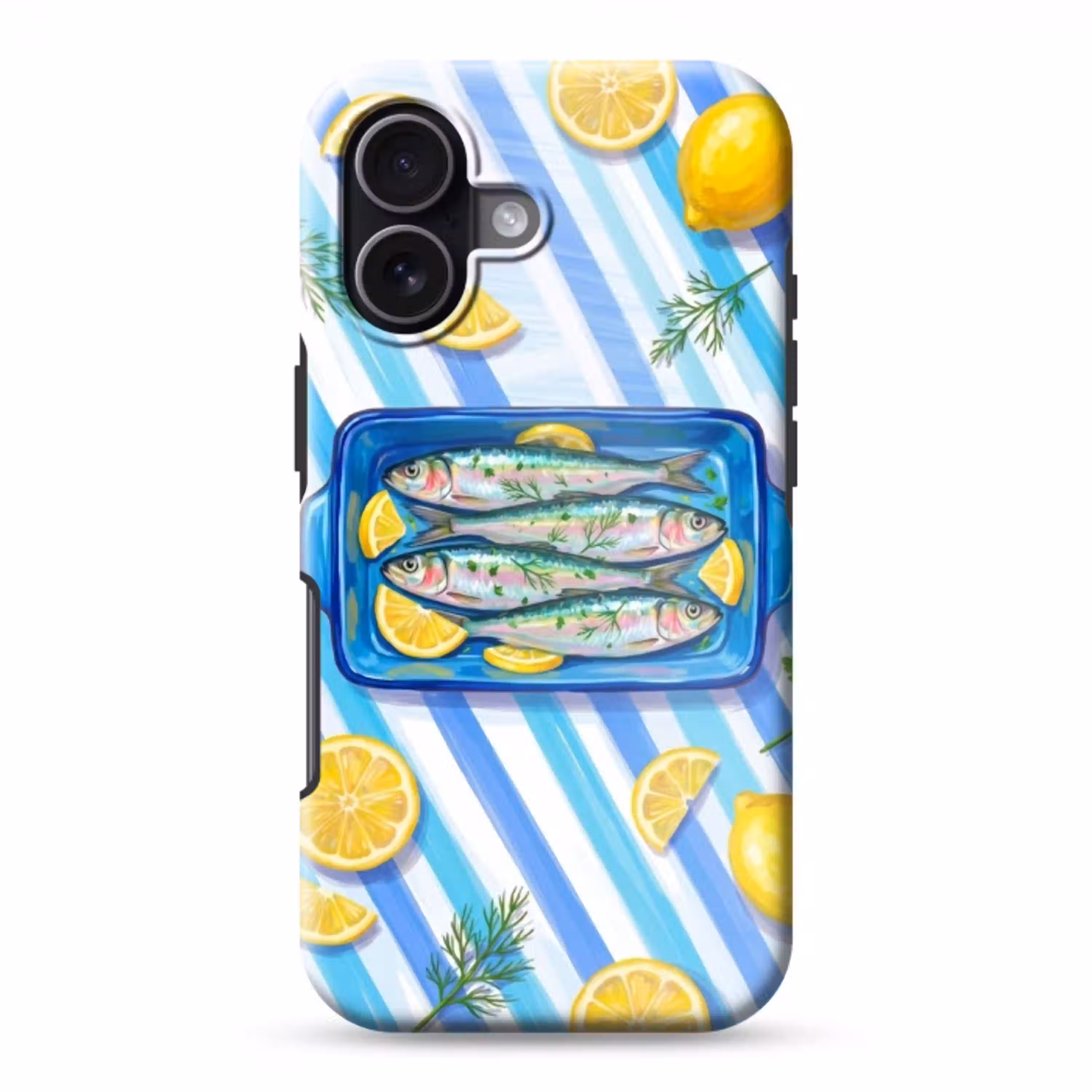 Vis - Citroen - Kruiden - Eten - Blauw Toughcase MagSafe Apple iPhone 17 klein -3d