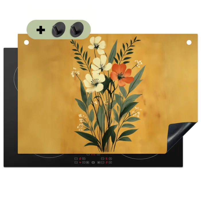 Bladeren - Boeket - Bloemen - Geel Inductie beschemer met haakjes klein -3d