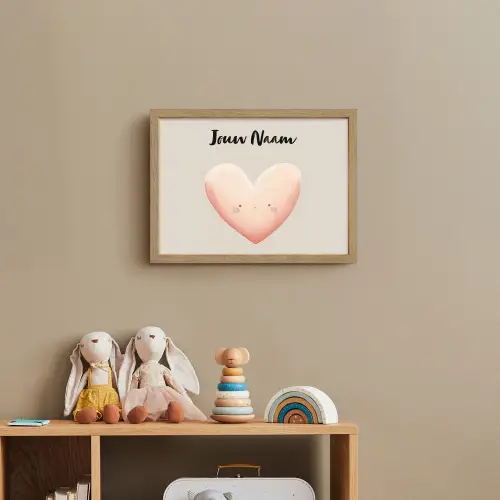 Roze - Hart - Gezichtje - Blosjes Light Box met batterij (Wandlamp kind) middel -sfeer2_kind