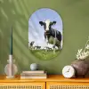 Koeien - Gras - Dieren - Zon - Boerderij Wandcirkel Ovaal Forex klein -sfeer2