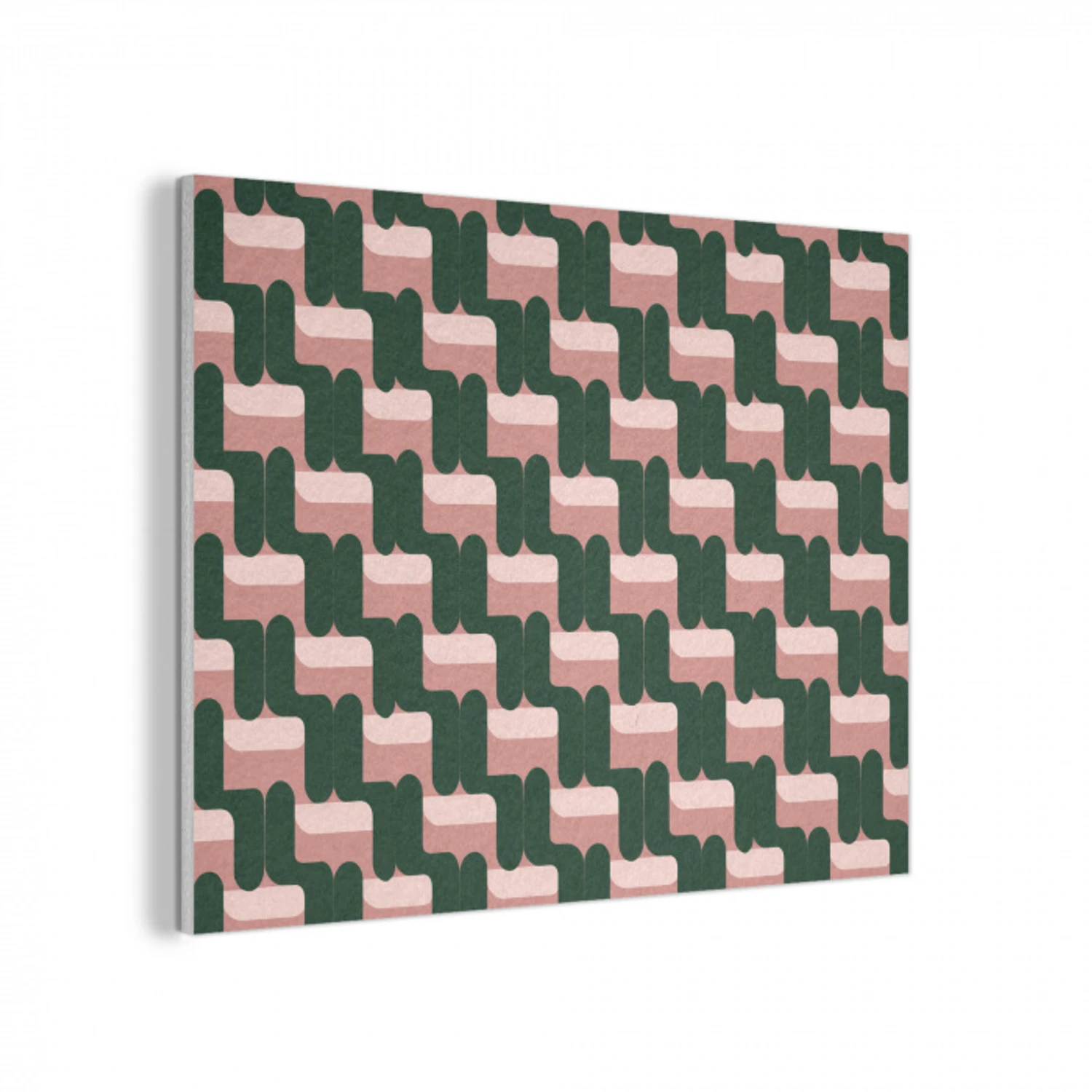 Vlechtpatroon - Groen - Roze - Geometrisch PET vilt klein 837 -3d
