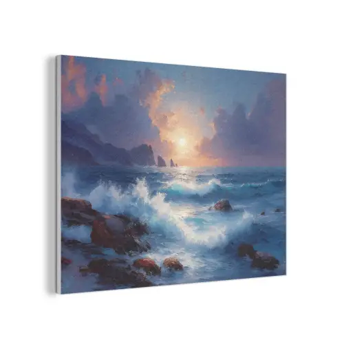 Golven - Zee - Kleurrijk - Rotsen PET vilt klein -3d
