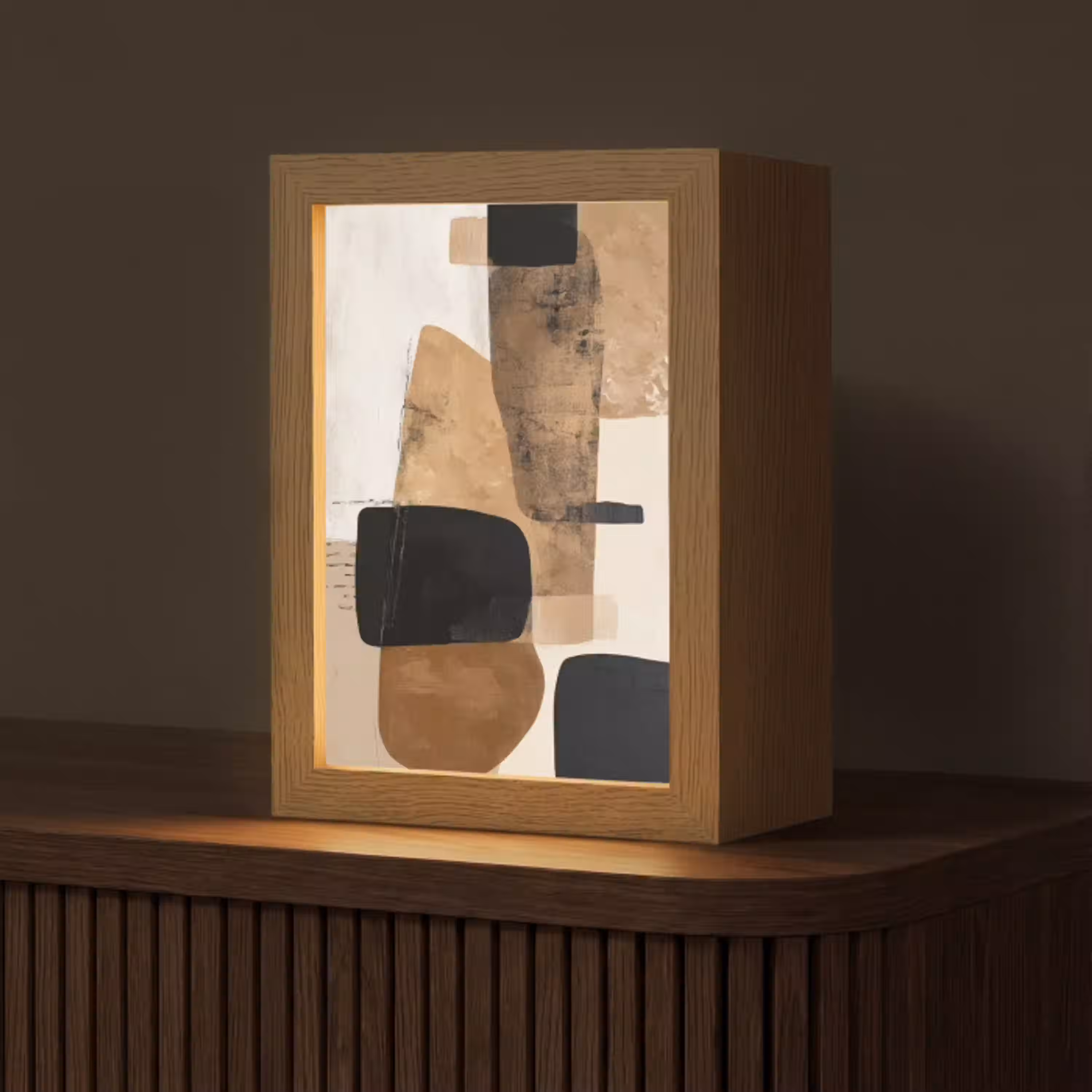 Vlakken - Abstract - Zwart - Strepen Light Box met kabel (Tafellamp) klein -z3d_website