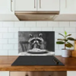 Wasbeer - Cute - Pasta - Tafelkleed - Zwart - Wit keuken achterwand spatscherm klein -sfeer2