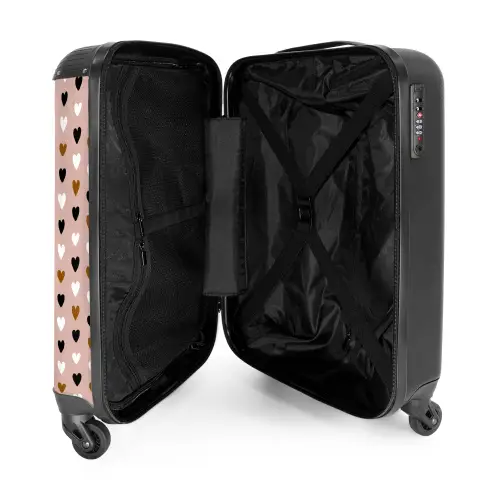 Driekleurige hartjesrijen NBS - Handbagage koffer - Volwassenen Unisex middel -binnenkant