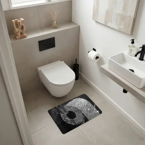 WC - Toilet papier - Zwart wit - Glitters WCmat klein -sfeer1