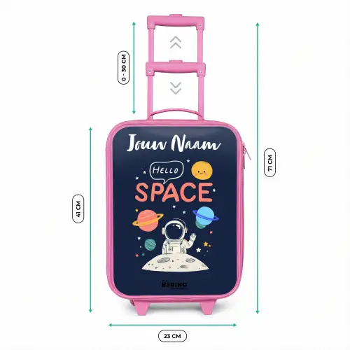 Astronaut - Quote - Planeten - Sterren Kinderkoffer - Roze klein -productfoto_formaten