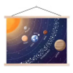 Planetenstelsel - Ruimte - Illustratie textielposter latten blank klein -3d