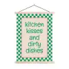 Quote - Groen - Geblokt - Keuken textielposter latten blank klein -3d