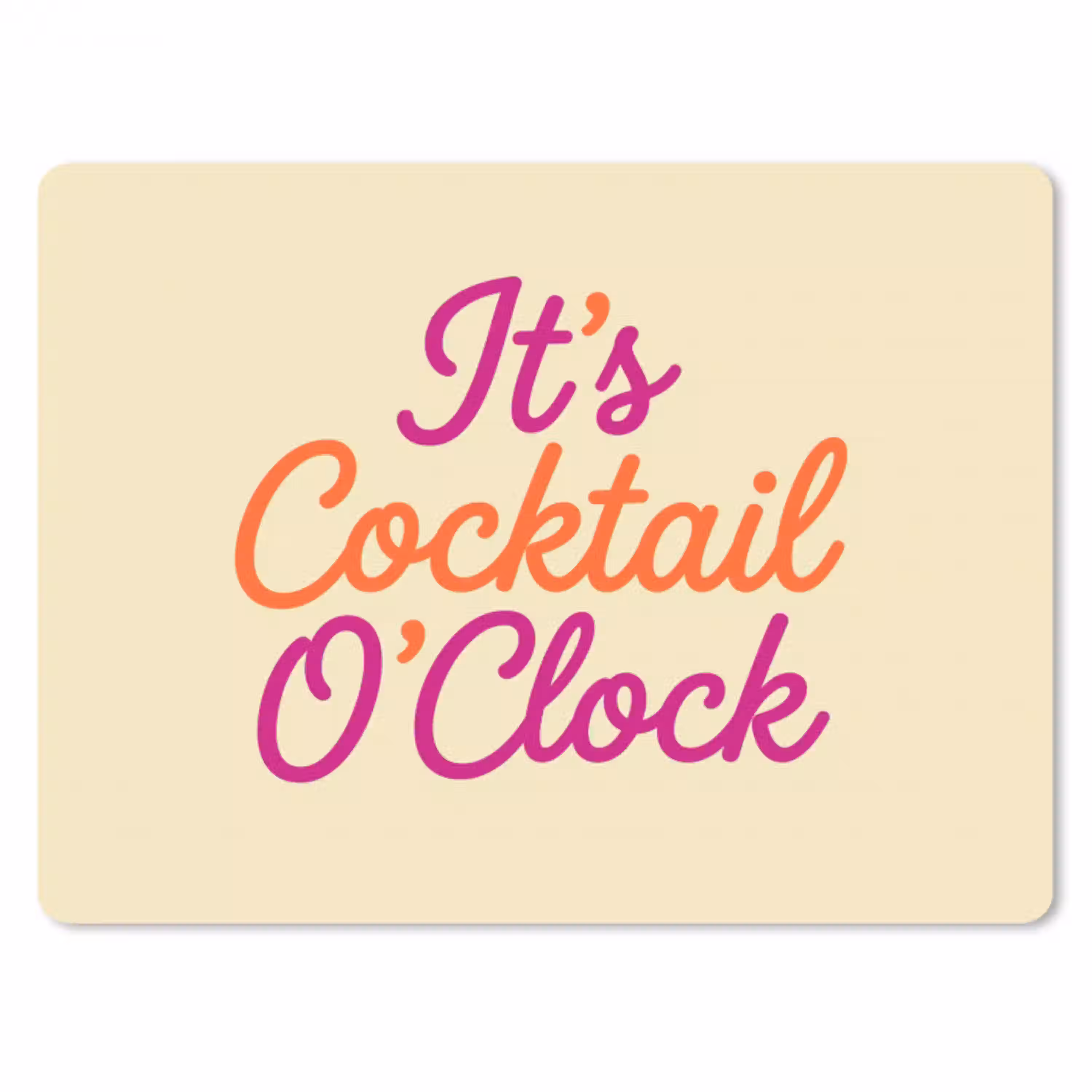 Cocktail O'Clock - Geel - Retro muismat rubber klein -3d
