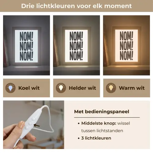Decoratie - Japandi - Vintage - Zwart Light Box met kabel (Wandlamp) klein -USP_lichtkleurNL