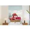 Auto - Rood - Cadeaus - Winter - Sneeuw - Kerst fotobehang vinyl groot -bed