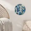 Abstract - Islamitisch - Blauw - Wit Akoestische PET Vilt - Rond klein -sfeer4