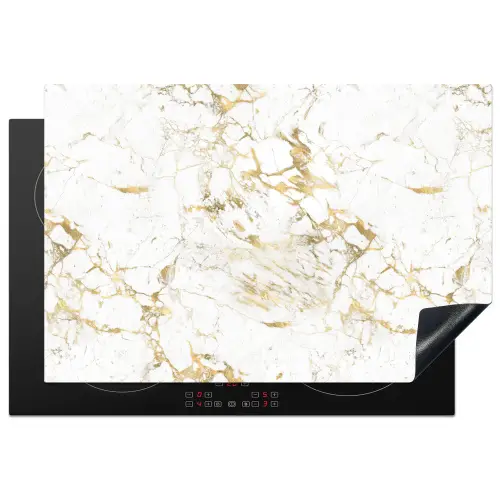 Wit - Marmer - Luxe - Goud Inductie beschermer vinyl 3mm klein 276 -3d