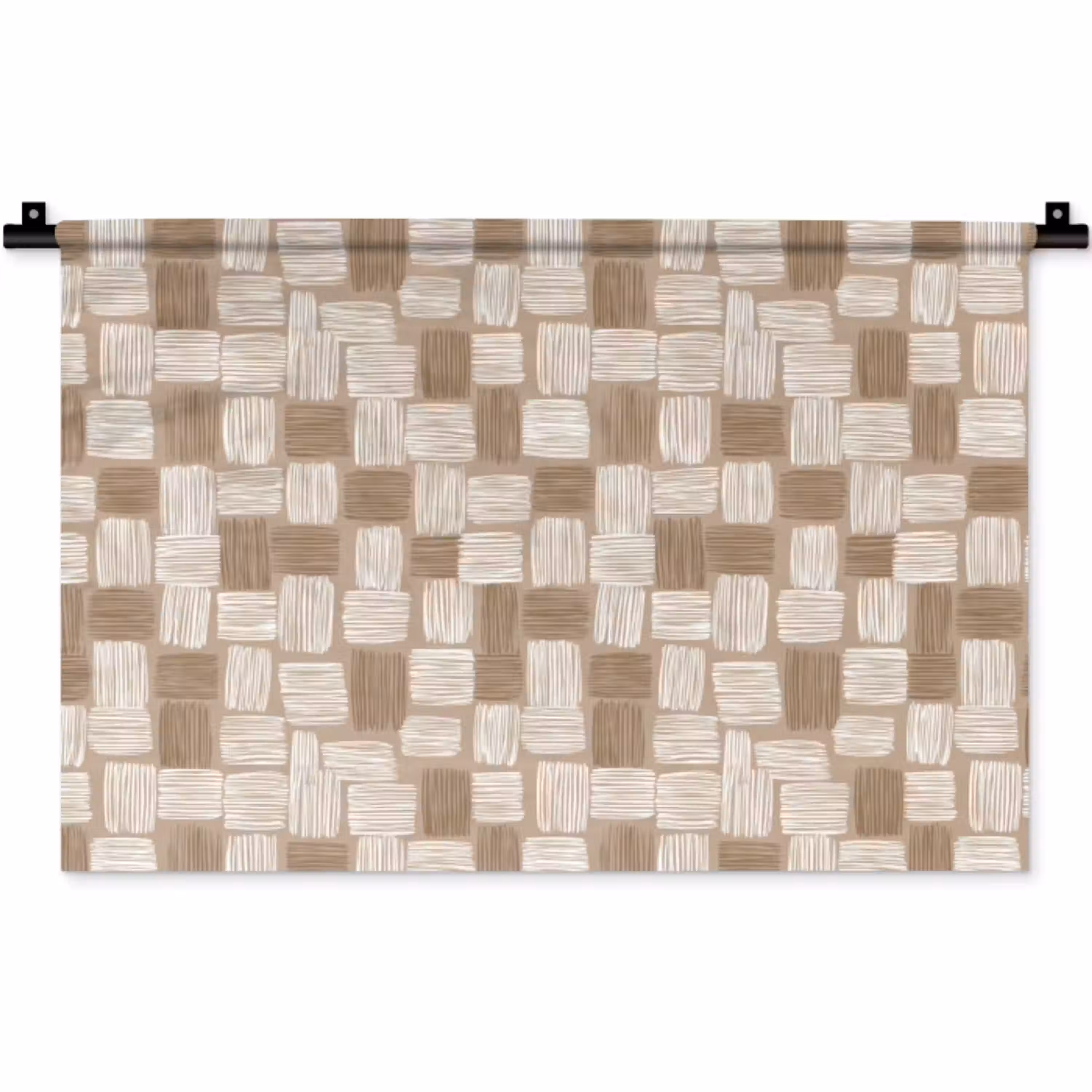 Blok - Patroon - Bruin Wandkleed katoen klein 269 -zz3d