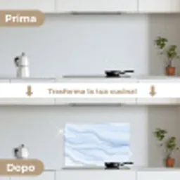 Marmer - Golf - Blauw - Patronen - Marmerlook - Pastel keuken achterwand spatscherm klein -voor_na_IT