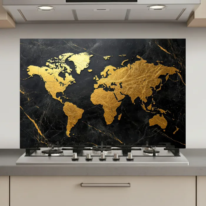 Wereldkaart - Goud - Marmer keuken achterwand spatscherm klein -3d_website