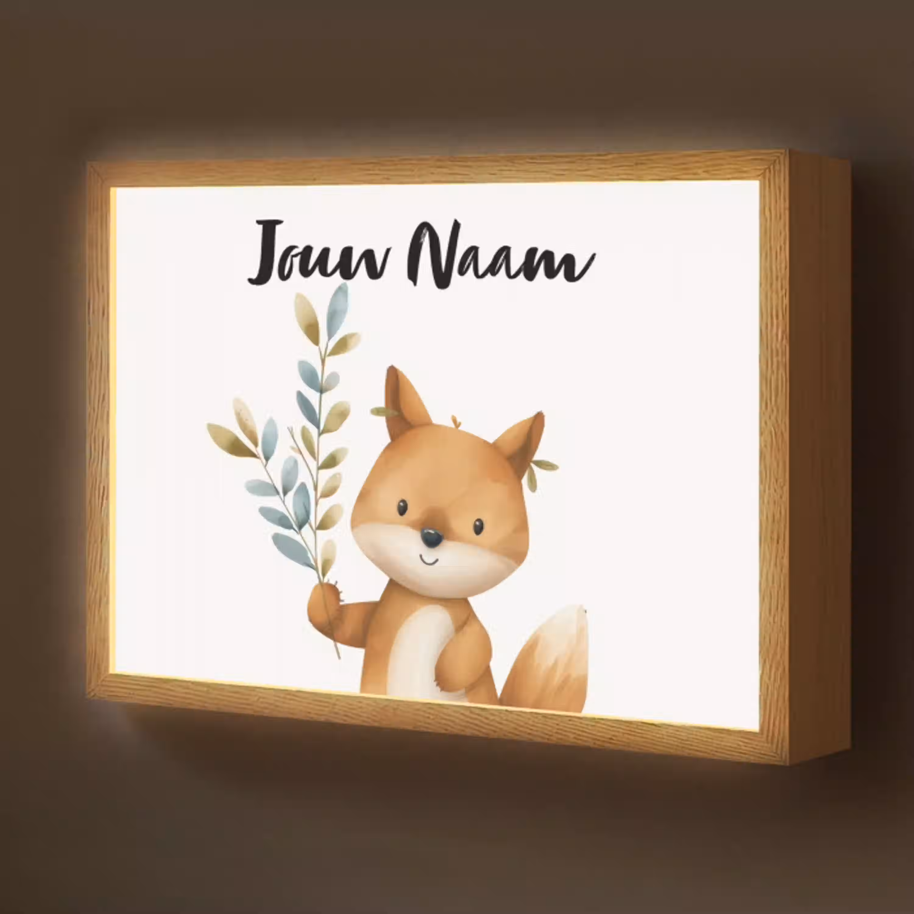 Vos - Dier - Bosdieren Light Box met batterij (Wandlamp kind) middel -z3d_website