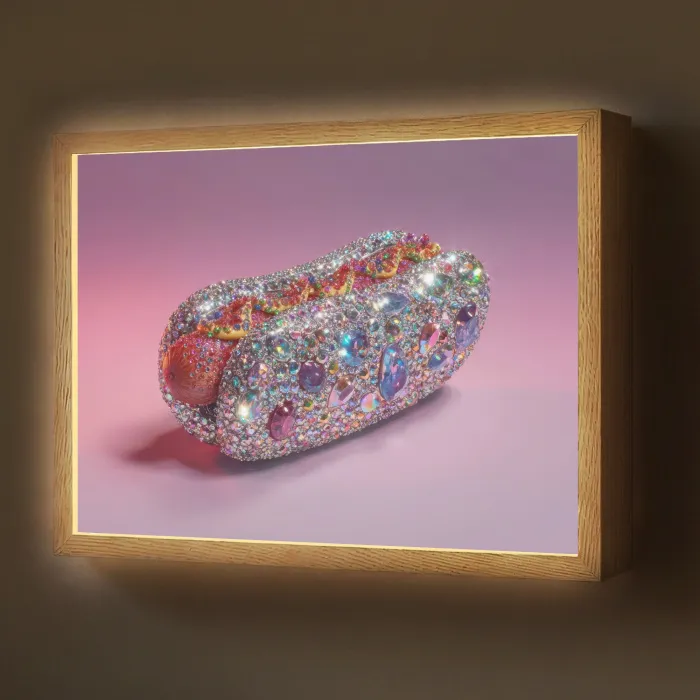 Hotdog - Steentjes - Glitters - Paars Light Box met batterij (Wandlamp) middel -z3d_website