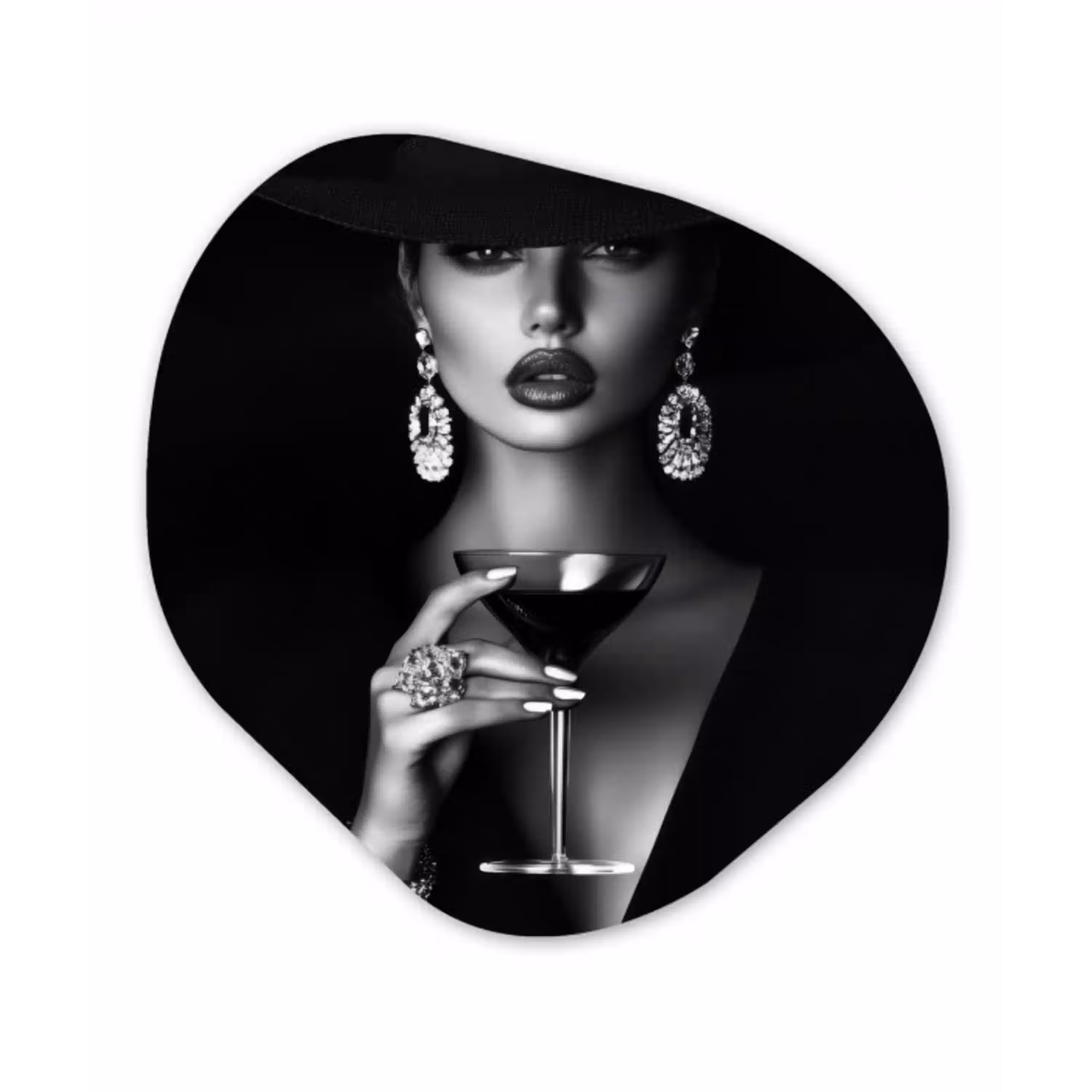 Vrouw - Cocktail - Chic Wandcirkel Organisch Plexiglas middel -3d